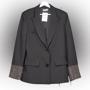 NWT** SLA THE LABEL | THEA IRIDESCENT DIAMANTÉ CUFF BLAZER